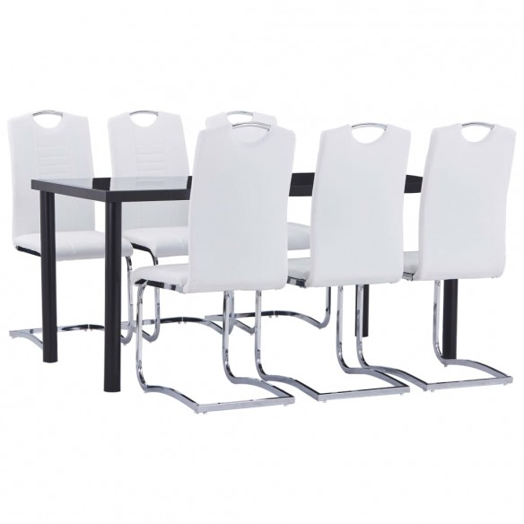 Ensemble de salle à manger 7 pcs Similicuir Blanc