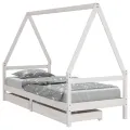 Cadre de lit enfant tiroirs blanc 80x200 cm bois de pin massif