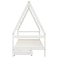 Cadre de lit enfant tiroirs blanc 80x200 cm bois de pin massif