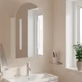 Armoire de bain à miroir avec LED arquée blanc 42x13x70 cm