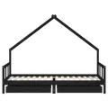 Cadre de lit enfant avec tiroirs noir 90x200 cm bois pin massif