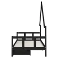 Cadre de lit enfant avec tiroirs noir 90x200 cm bois pin massif