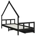 Cadre de lit enfant avec tiroirs noir 90x200 cm bois pin massif
