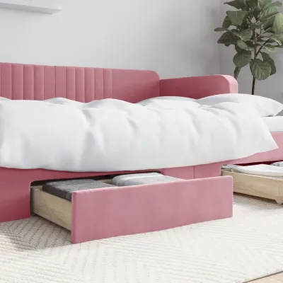 Tiroirs de lit 2 pcs rose bois d'ingénierie et velours