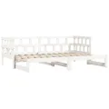 Lit de jour avec lit gigogne blanc 80x200 cm bois de pin massif