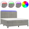 cadre de lit matelas et LED Gris clair 160x200 cm