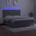 cadre de lit matelas et LED Gris clair 160x200 cm