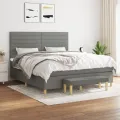 cadre de lit avec matelas Gris foncé 160x200cm Tissu