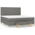 cadre de lit avec matelas Gris foncé 160x200cm Tissu