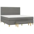 cadre de lit avec matelas Gris foncé 160x200cm Tissu