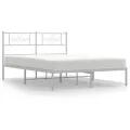 Cadre de lit métal avec tête de lit blanc 140x190 cm