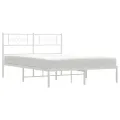 Cadre de lit métal avec tête de lit blanc 140x190 cm