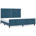 Cadre de lit avec tête de lit Bleu foncé 180x200 cm Velours