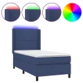 cadre de lit matelas LED Bleu 90x200 cm Tissu