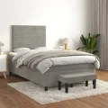 cadre de lit et matelas Gris clair 120x200cm Velours