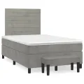 cadre de lit et matelas Gris clair 120x200cm Velours