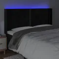 Tête de lit à LED Noir 163x16x118/128 cm Velours
