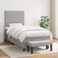 cadre de lit et matelas Gris clair 90x190 cm Tissu