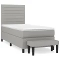 cadre de lit et matelas Gris clair 90x190 cm Tissu