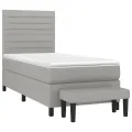 cadre de lit et matelas Gris clair 90x190 cm Tissu