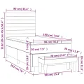 cadre de lit et matelas Gris clair 90x190 cm Tissu