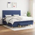 cadre de lit avec matelas Bleu 200x200 cm Tissu