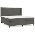 cadre de lit et matelas Gris foncé 180x200cm Velours