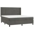 cadre de lit et matelas Gris foncé 180x200cm Velours