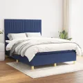 cadre de lit avec matelas Bleu 140x200 cm Tissu