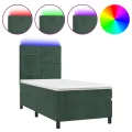 cadre de lit matelas et LED Vert foncé 100x200 cm