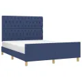 Cadre de lit avec tête de lit Bleu 140 x 200 cm Tissu