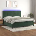cadre de lit matelas et LED Vert foncé 200x200 cm