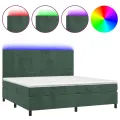 cadre de lit matelas et LED Vert foncé 200x200 cm