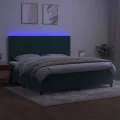 cadre de lit matelas et LED Vert foncé 200x200 cm