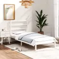 Cadre de lit Blanc Bois massif 90x190 cm Simple
