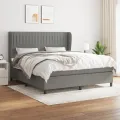 cadre de lit avec matelas Gris foncé 160x200cm Tissu