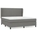 cadre de lit avec matelas Gris foncé 160x200cm Tissu