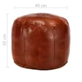 Pouf 40 x 35 cm Brun roux Cuir véritable de chèvre