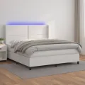 cadre de lit matelas LED Blanc 180x200 cm Similicuir