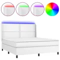cadre de lit matelas LED Blanc 180x200 cm Similicuir