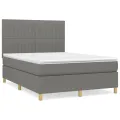 cadre de lit avec matelas Gris foncé 140x190cm Tissu