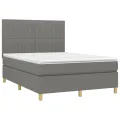 cadre de lit avec matelas Gris foncé 140x190cm Tissu