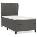 cadre de lit et matelas Gris foncé 90x190 cm Velours
