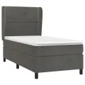 cadre de lit et matelas Gris foncé 90x190 cm Velours