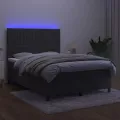 cadre de lit avec matelas LED Gris foncé 140x190 cm