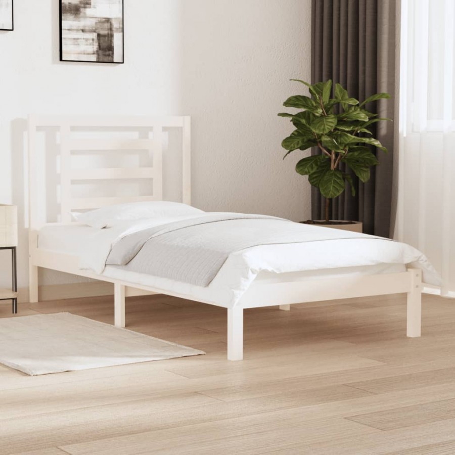 Cadre de lit Blanc Bois de pin massif 90x190 cm Simple