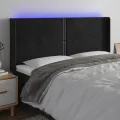 Tête de lit à LED Noir 183x16x118/128 cm Velours