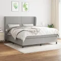 cadre de lit avec matelas Gris clair 160x200cm Tissu