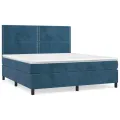 cadre de lit et matelas Bleu foncé 180x200cm Velours