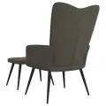 Chaise de relaxation avec repose-pied Gris foncé Velours